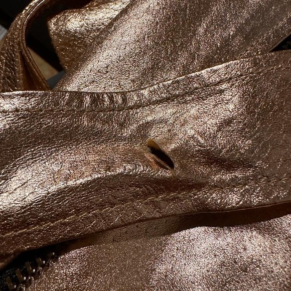 Zara rose gold leather moto jacket biker jacket let pink - Picture 6 of 6